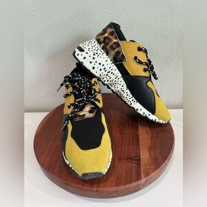 Steve Madden Yellow and Black Sneakers with Leopard Print